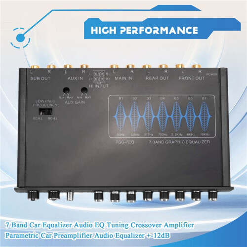 7 Band Car Equalizer Audio EQ Tuning Crossover Amplifier Parametric Car Preamplifier Audio Equalizer +-12dB 2