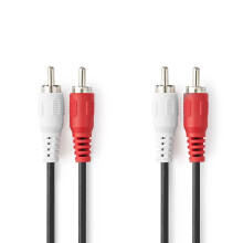 Stereo-Audiokabel | 2x RCA Hane | 2x RCA Hane | Nickelplaterad | 1,50 m | Rund | Svart | Etikett