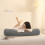 Travesseiro redondo de veludo cinza para dormir de lado, 60 x 15 cm (23,6 x 5,9 polegadas). 4