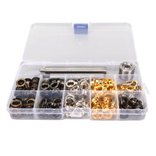 Grommet Tool Kit With Storage Box For DIY Crafts, 8mm Metal Grommets And Installation Tools For Shoes Bags Leather Projects