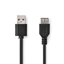 USB-Kabel | USB 2.0 | USB-A Stecker | USB-A Buchse | 480 Mbps | Vernickelt | 1,00 m | Rund | PVC | Schwarz | Box