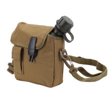 Wander-Wasserflasche 1,5 L mit Hüfttasche - robuste, tragbare flache Flasche khaki