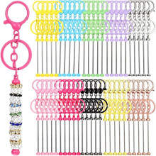 50 Stuks Kralen Sleutelhangers in Bulkset, Leuke DIY Sleutelhangerbenodigdheden met Metalen Plaatjes, voor Dames, Heren, Knutselen en Sieraden