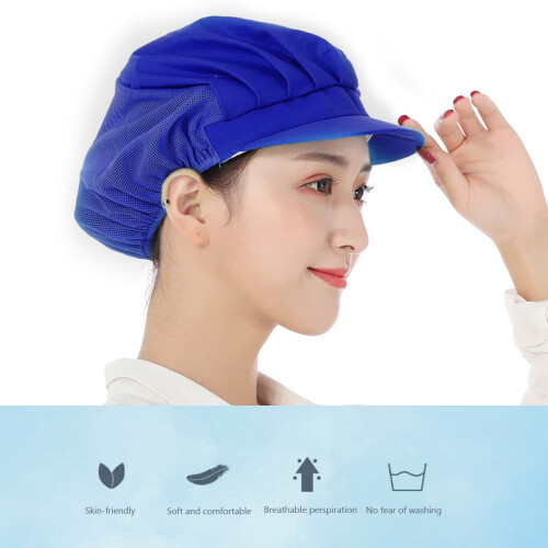 Elastic Chef Cap Kitchen Cooking Hat Hair Nets for Men Blue Mesh Working Hat 2
