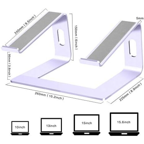 Suporte para laptop em alumínio, compatível com Mac MacBook Air Pro de 10 a 15,6 polegadas, suporte elevador ergonômico (roxo) 1