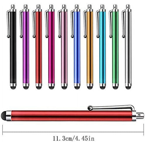 Pacote com 10 canetas stylus capacitivas universais compatíveis com iPad, iPhone 6/6s/7/7s/8 Plus, Kindle, Samsung Note/S5-S8+ e tablets. 1