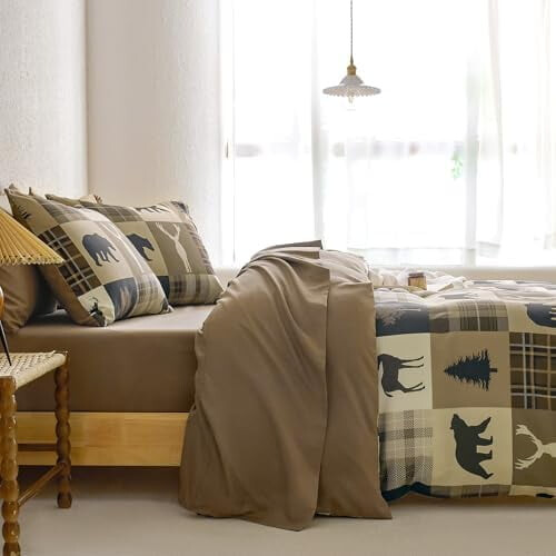 Rustic Duvet Cover Set Brown Queen 3-Piece 2