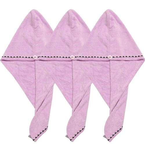 3 τεμάχια πετσέτα μαλλιών περιτύλιξης Turban Microfiber στεγνωτήριο μπάνιου πετσέτα 1