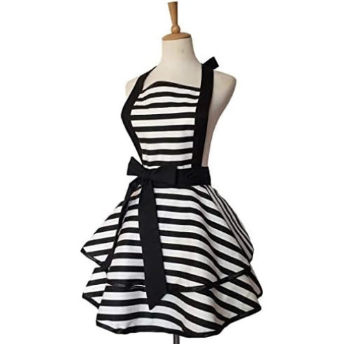 Cotton Retro Apron for Women Black 1