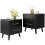 Commode en bois à 2 tiroirs, large commode avec poignées dorées pour salon, noire 2