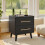 Commode en bois à 2 tiroirs, large commode avec poignées dorées pour salon, noire 3