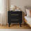 Commode en bois à 2 tiroirs, large commode avec poignées dorées pour salon, noire 5