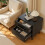 Commode en bois à 2 tiroirs, large commode avec poignées dorées pour salon, noire 6