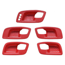 Car Inner Door Handles Bowl Cover Anti-Scratch Decora Frame for Charger 2011-2021 Red Carbon Fiber