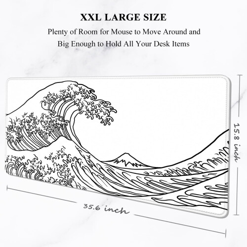 Μεγάλο XXL Gaming Mouse Pad 35,4"x15,7", Ύφασμα Micro-Weave, Αντιολισθητική Βάση από Λαστιχένιο, 1