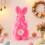 Flocked Easter Rabbit Ornament Pink 7.9 inch 2
