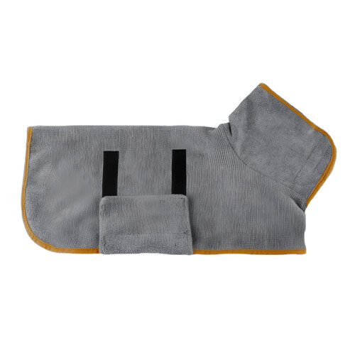 Microfiber Dog Bathrobe Towel Grey Adjustable Absorbent 1