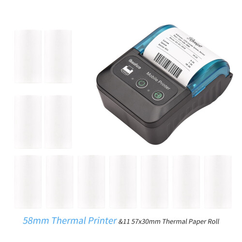 Pocket Label Printer, 58mm Thermal USB/Bluetooth, Compatible with Windows/Android/iOS, Works with 2" Thermal Paper Roll 2
