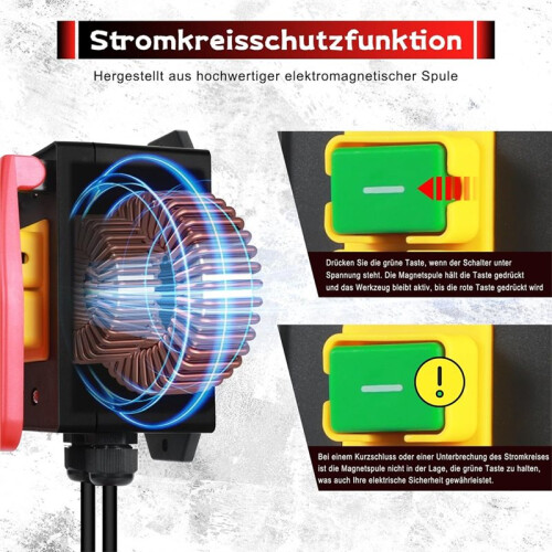 Emergency Stop  230 V, Safety  Zero Voltage  with Socket, Electromagnetic Pressure  Eu Plug 1