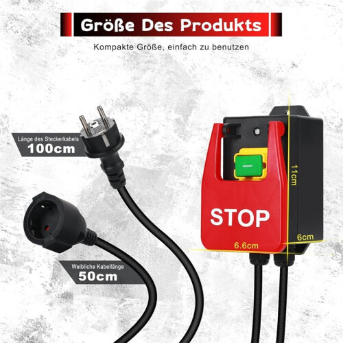 Emergency Stop  230 V, Safety  Zero Voltage  with Socket, Electromagnetic Pressure  Eu Plug 2