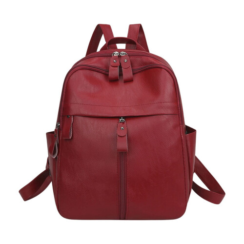 Mochila de couro PU para homens e mulheres com compartimento para laptop de 15,6 polegadas. 1