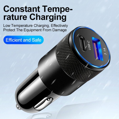 Γρήγορος φορτιστής αυτοκινήτου USB + TYPE C Universal προσαρμογέας υποδοχής για 1