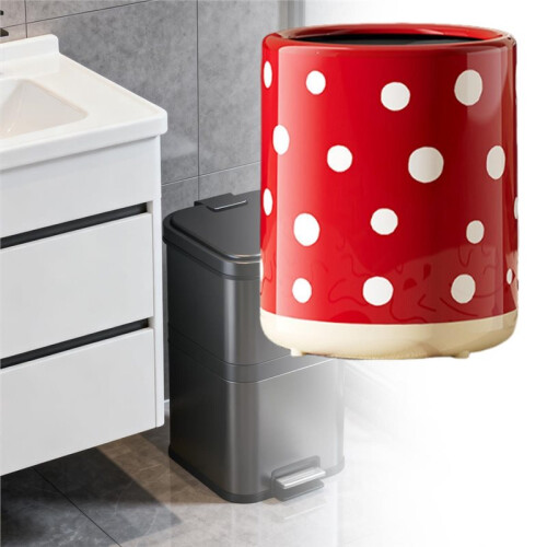 Trash Can Decorative  Modern Stylish Kitchen Bin Wastebasket Garbage Can for Laundry Room Office Restaurant 1