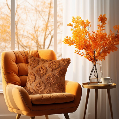 Σετ Μαξιλαριών Japceit Autumn Plush, Διακοσμητικό Μαξιλάρι Κεντήματος 3D Φύλλων, Μαξιλάρι 1