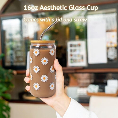 Σετ δώρου από γυάλινο ποτήρι Daisy Aesthetic – Κουτί γενεθλίων 7 τεμαχίων 1
