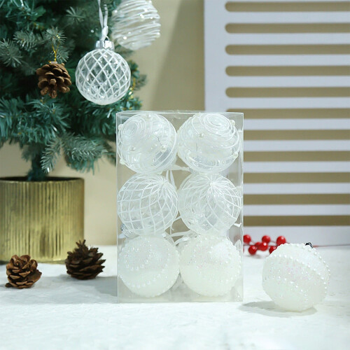 12pcs White PET Christmas Tree Ornaments 1