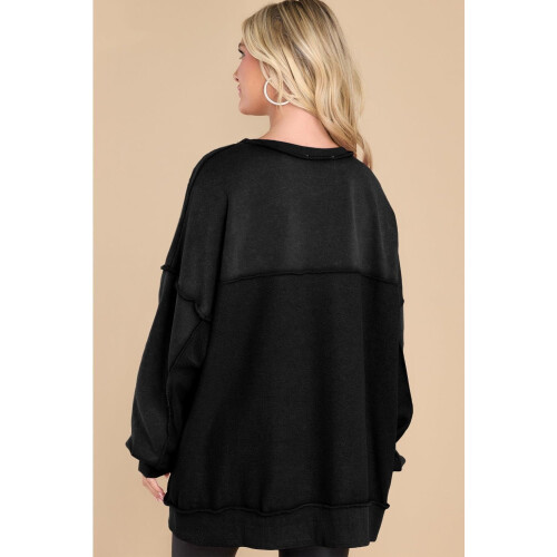 Γυναικείο oversized φούτερ casual με μακριά μανίκια και κουμπιά, Henley λαιμόκοψη, πουλόβερ, 2