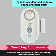 4in1 Multi-Functional Door Magnetic Alarm Touch Button Door and Window Alarm Displacement Alarm Sensor 125dB
