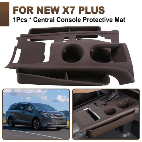 For  Sienna Central Console Silicone Protective Mat Cup Holder Mat Interior Modification Accessories Brown 1