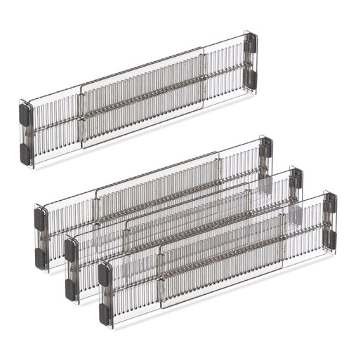 Drawer Divider Adjustable Length From Kitchen Storage, Organiser, Plastic, Clear,6pcs 1