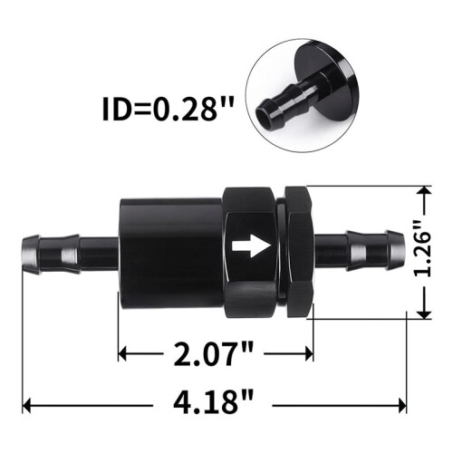 3/8" Billet Inline Fuel Filter 30  Anodized Aluminum Black 2PCS 1