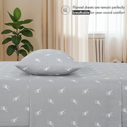 Φανελένια σεντόνια Twin XL – 100% βαμβάκι διπλής πλέξης, βαθιές τσέπες 16", σετ 3 2