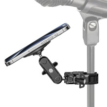 Aluminum Mic Stand Phone Holder Stand with Heavy Duty Adjustable Clamp Magnetic Mount for Bikes Handlebar
