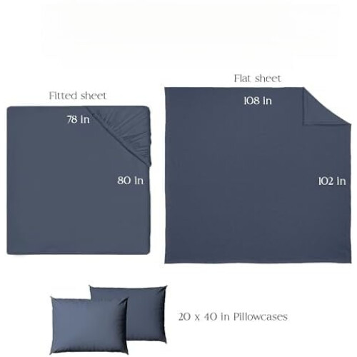 Ashford Home Essentials Bedding, Σετ σεντόνια 4 τεμαχίων King Size, Estate Blue 2