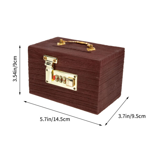 OUNONA Retro Money Saving Box Wooden Multi 1Pack 1
