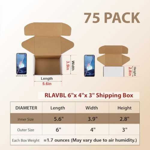 75Pack6x4x3Μικρά Κουτιά Αποστολής, Λευκό Κουτί Αλληλογραφίας από Κυματοειδές Χάρτινο 1