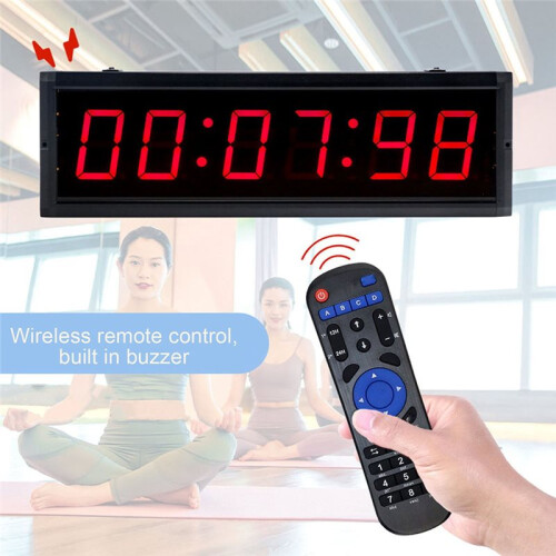 Cronômetro de Corrida LED de 1,5 Polegadas com 6 Dígitos e Display Vermelho, Ideal para Eventos de Corrida e Academia, com Opções de 12/24 Horas, 2