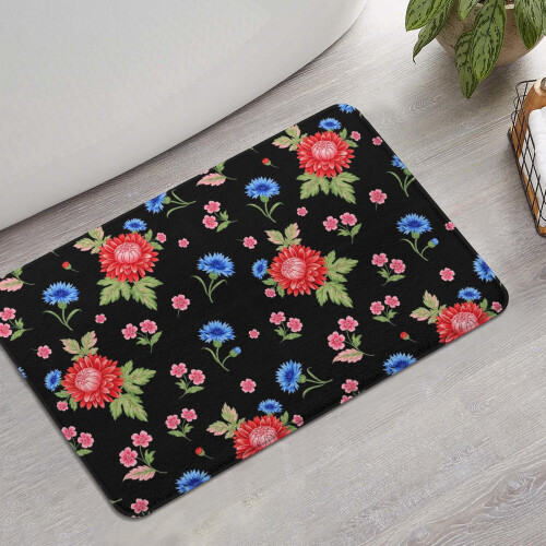 Χαλί μπάνιου Pioneer Flower Floral, αντιολισθητικό χαλάκι μικροϊνών με λαστιχένια 1
