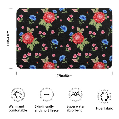 Χαλί μπάνιου Pioneer Flower Floral, αντιολισθητικό χαλάκι μικροϊνών με λαστιχένια 2