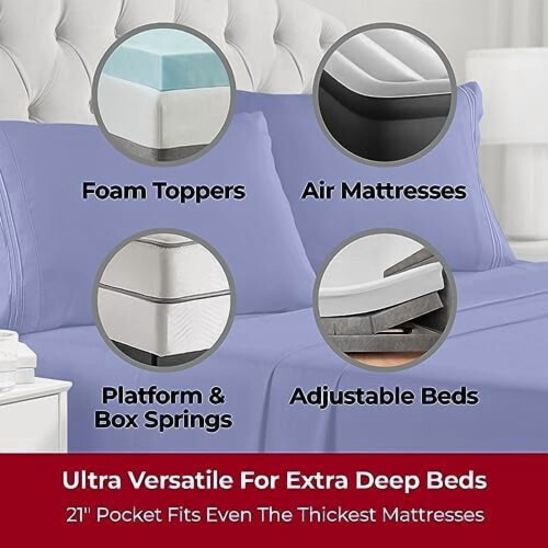 Extra Deep Full Microfiber Sheet Set – 4-Piece, 16" 1