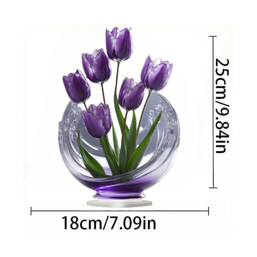 Purple Tulip Acrylic Desktop Decor 1pc 1