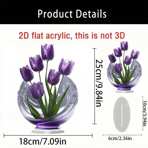 Purple Tulip Acrylic Desktop Decor 1pc 2
