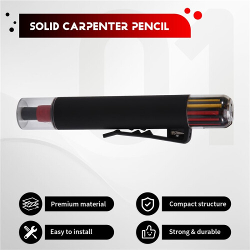 Solid Carpenter Pencil Woodworking Mechanical 3 Colors Refill Construction Marking Scriber Built-in Sharpener Black 1