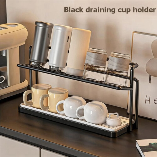 Cup Holder, Storage Rack,Dining Table, Countertop, Glass Cup, Tea Cup, Coffee Cup, Double-Layer Drain Tray Holder 1