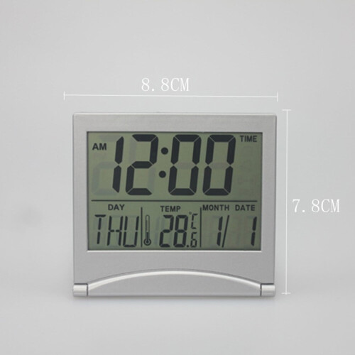 Digital Wall Clock Clock Decor Perpetual Calendar Alarm Clock Silver 1