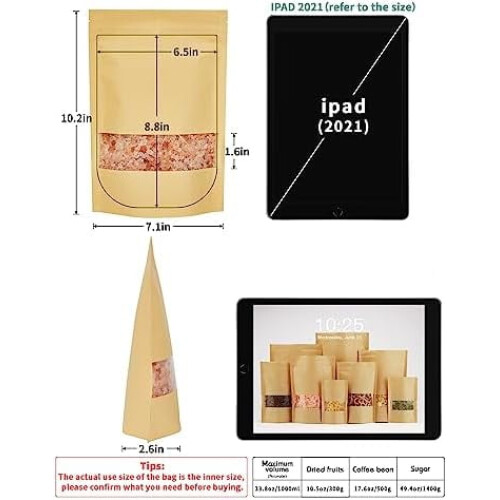 100 Kraft ståpåsar 7,9x11,8 tum med blixtlås 1